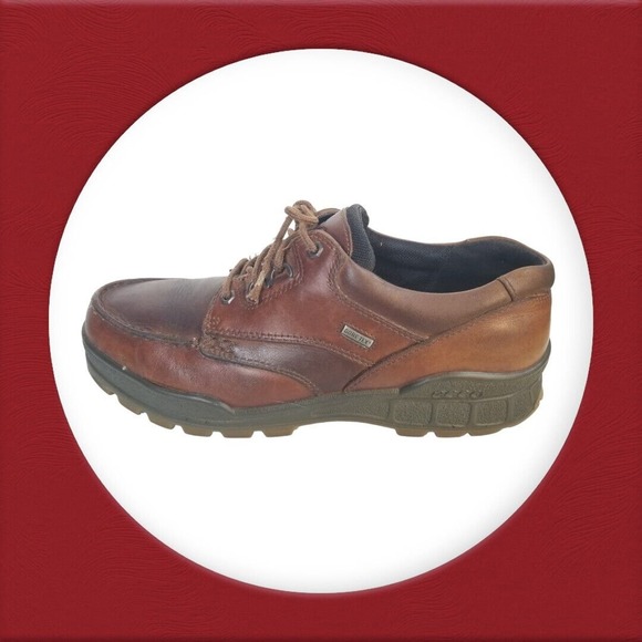 ECCO Track Gore-Tex Brown Leather Lace Up Sneaker Shoes Mens Euro 45‎ US 12 - Picture 4 of 16
